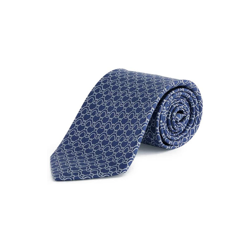 Ferragamo Navy Wave Print Silk Tie