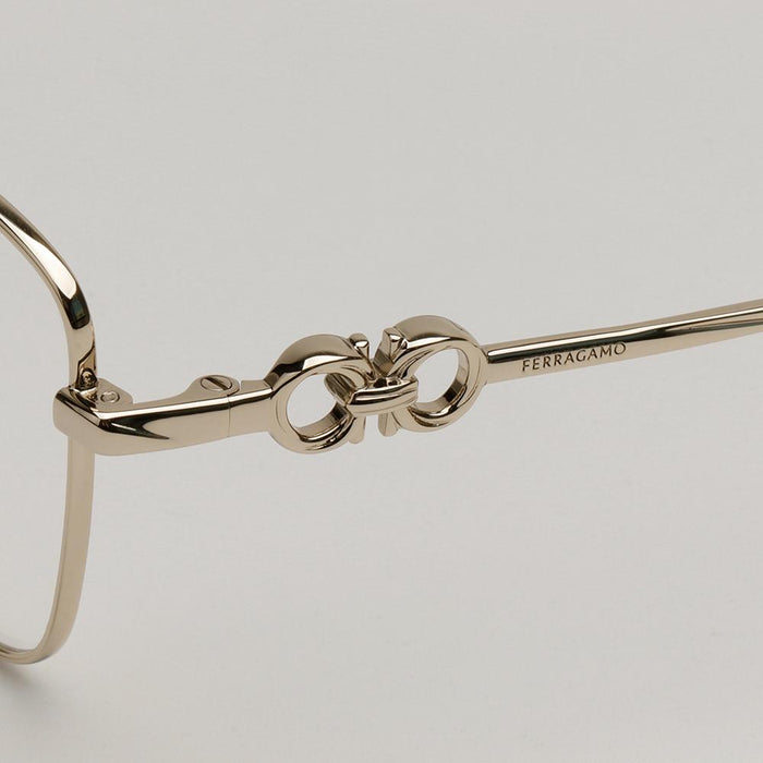 Ferragamo Gold Metal Cat-Eye Rectangle Eyeglass Frames Unisex SF2224N 710