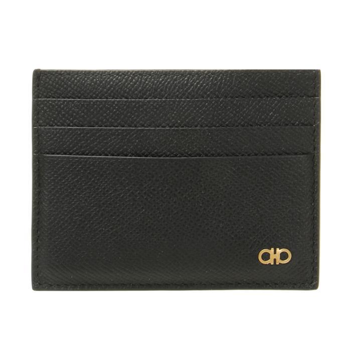 Ferragamo Gancini Leather Card Holder Black Card Case
