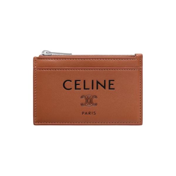 CELINE Smooth Lambskin Zip Card Holder Tan 10F993R22 GLK3