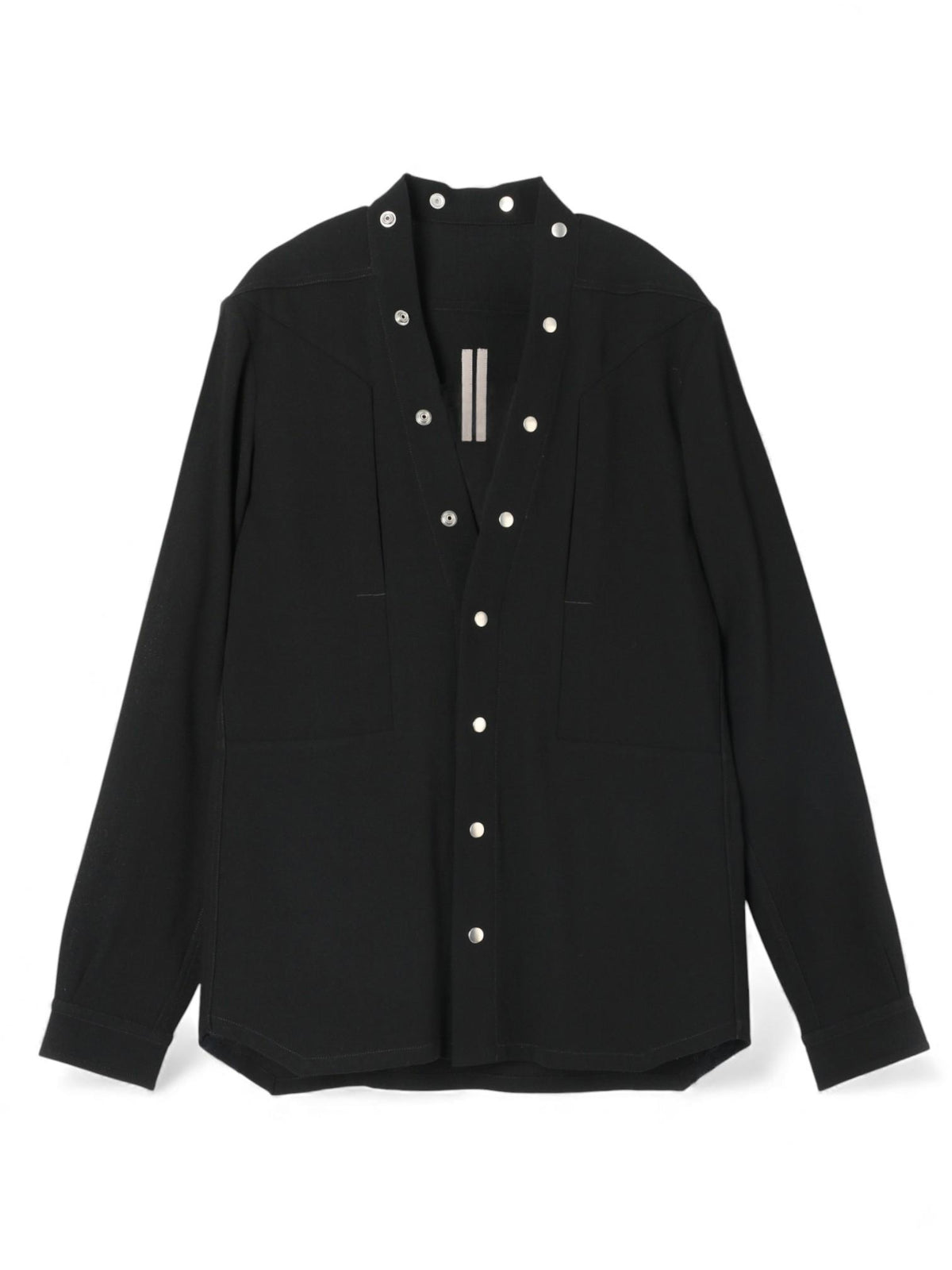 Rick Owens Wool Sable Larry Fogpocket Long Sleeve Shirt Black