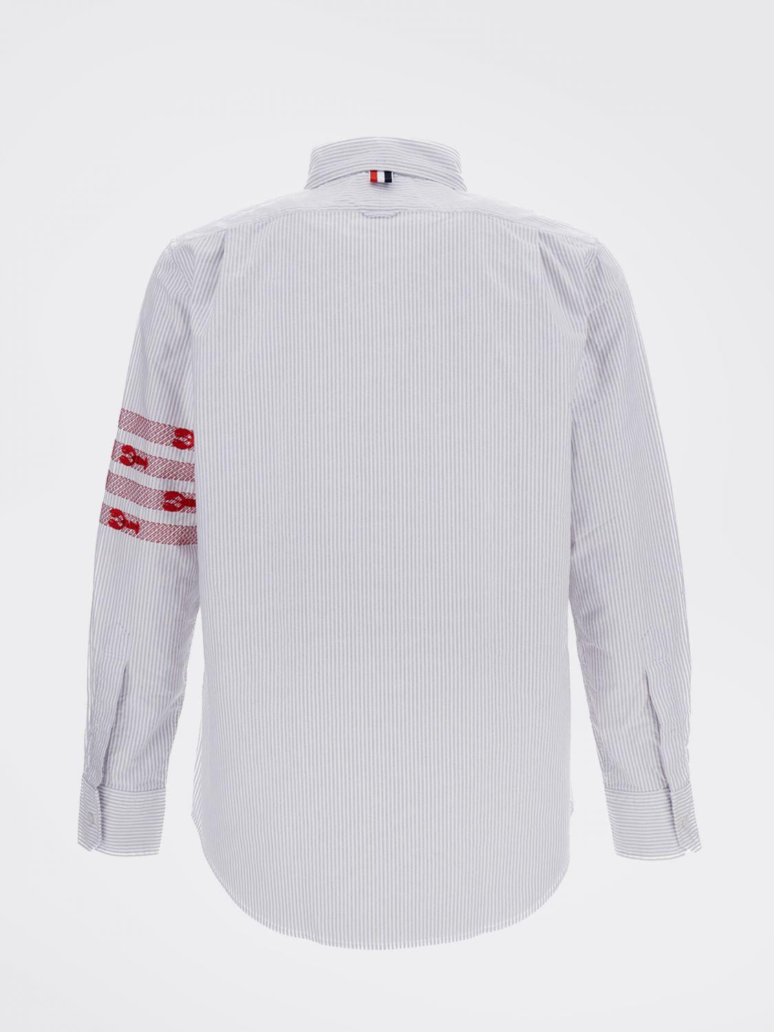 THOM BROWNE Gray Cotton Long Sleeve Dress Shirt