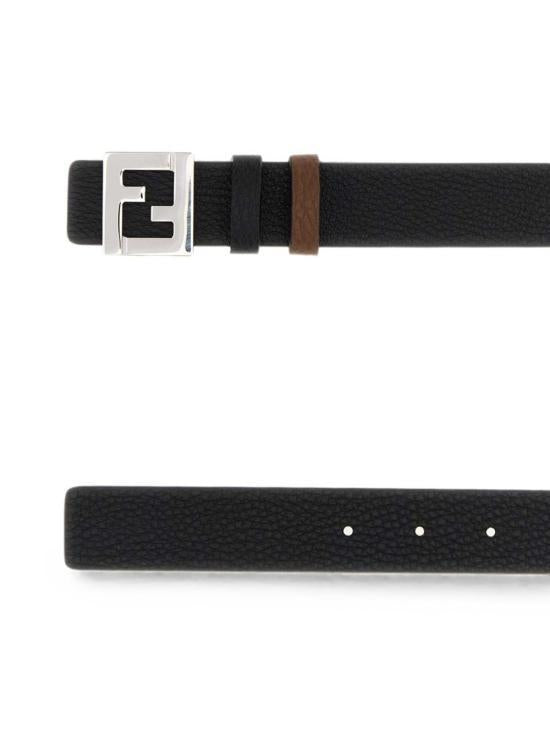 FENDI Black Brown Leather Reversible Belt