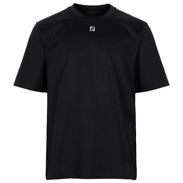 FENDI Black FF Metal Logo T-Shirt for Men