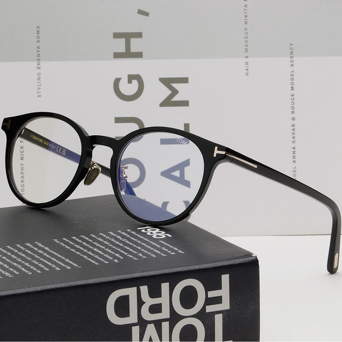 TOM FORD Blue Light Blocking Round Black Acetate Eyeglasses Unisex TF5996KB 001
