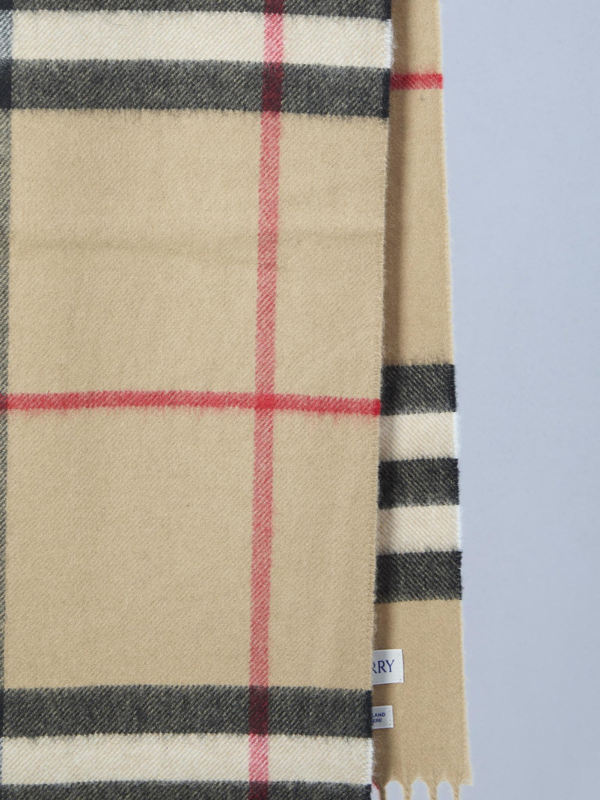 BURBERRY Beige Check Wool Scarf