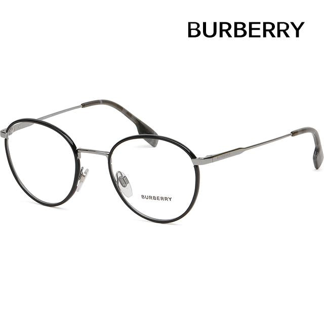 BURBERRY Black Round Metal Eyeglass Frames Unisex