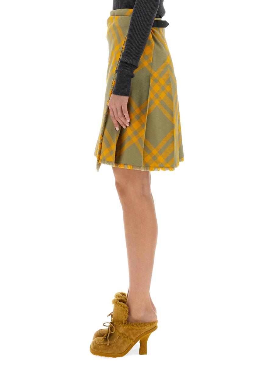 BURBERRY Beige Checked Wool Mini Skirt