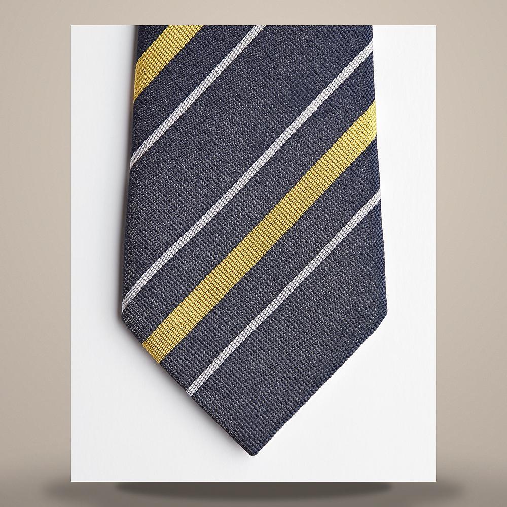 DIOR Men's Silk Regimental Stripe Tie Navy Blue Yellow Light G 68C1047B6055 C582
