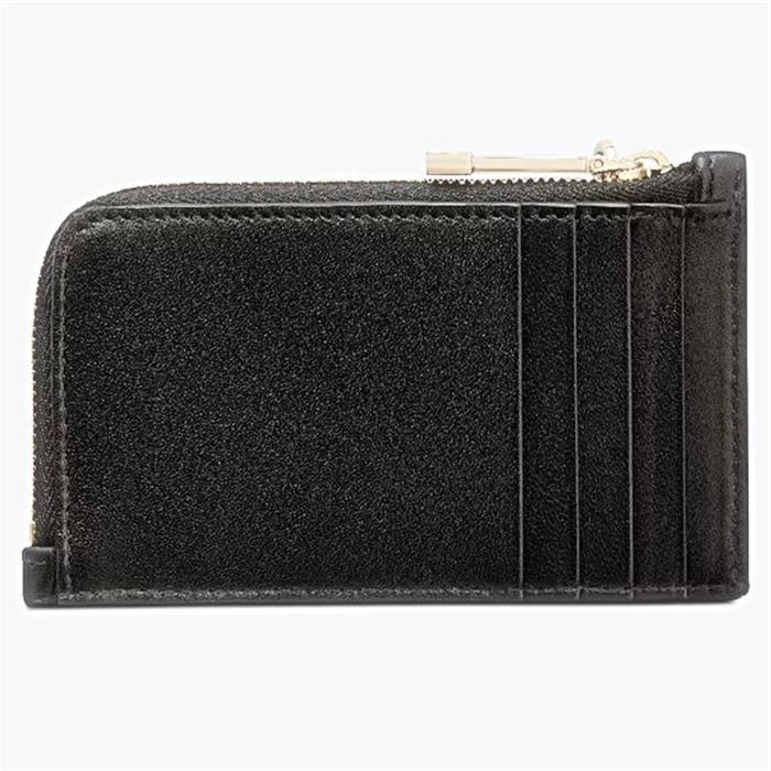 DIOR Lady Dior Compact Zip Card Holder Black Leather Wallet