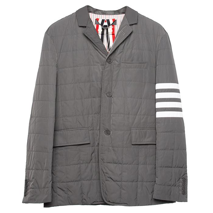 THOM BROWNE Men’s Diagonal Stripe Padded Sports Jacket Gray