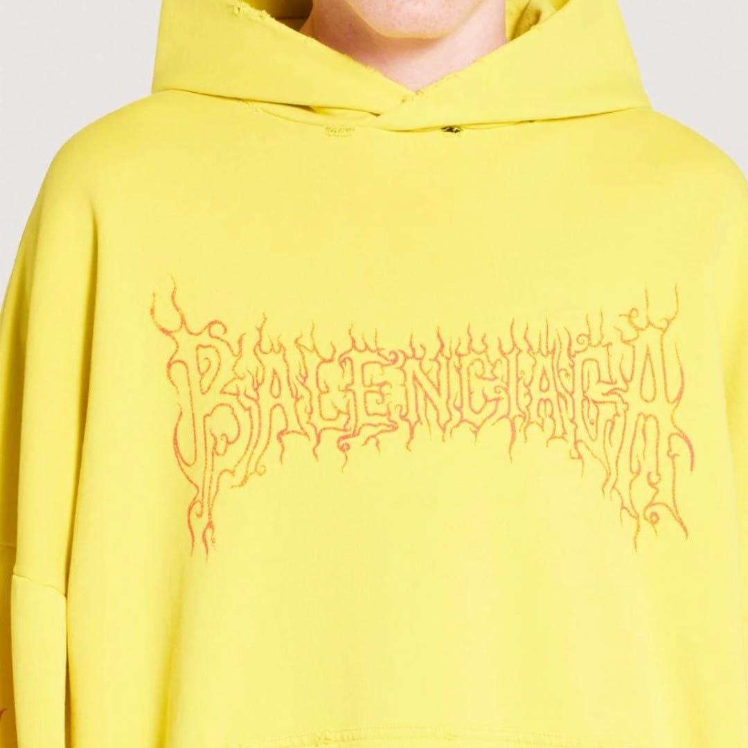BALENCIAGA Yellow Dark Wave Oversize Hoodie Sweatshirt Men