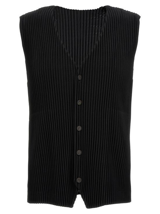 Issey Miyake Homme Plissé Pleated Vest Men's Black HP67JE51115 BLACK DOM