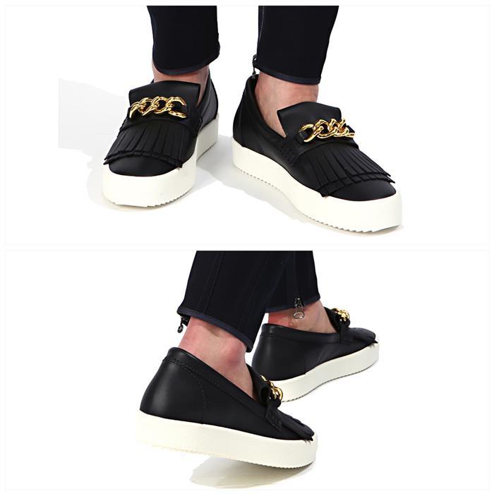 Giuseppe Zanotti Gold Chain Slip-On Low Top Sneakers RM6045 NERO