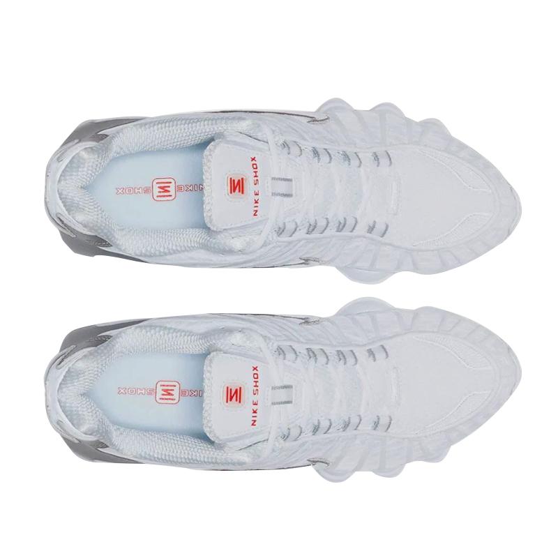 Nike Shox White and Max Orange Women’s Low-Top Sneakers