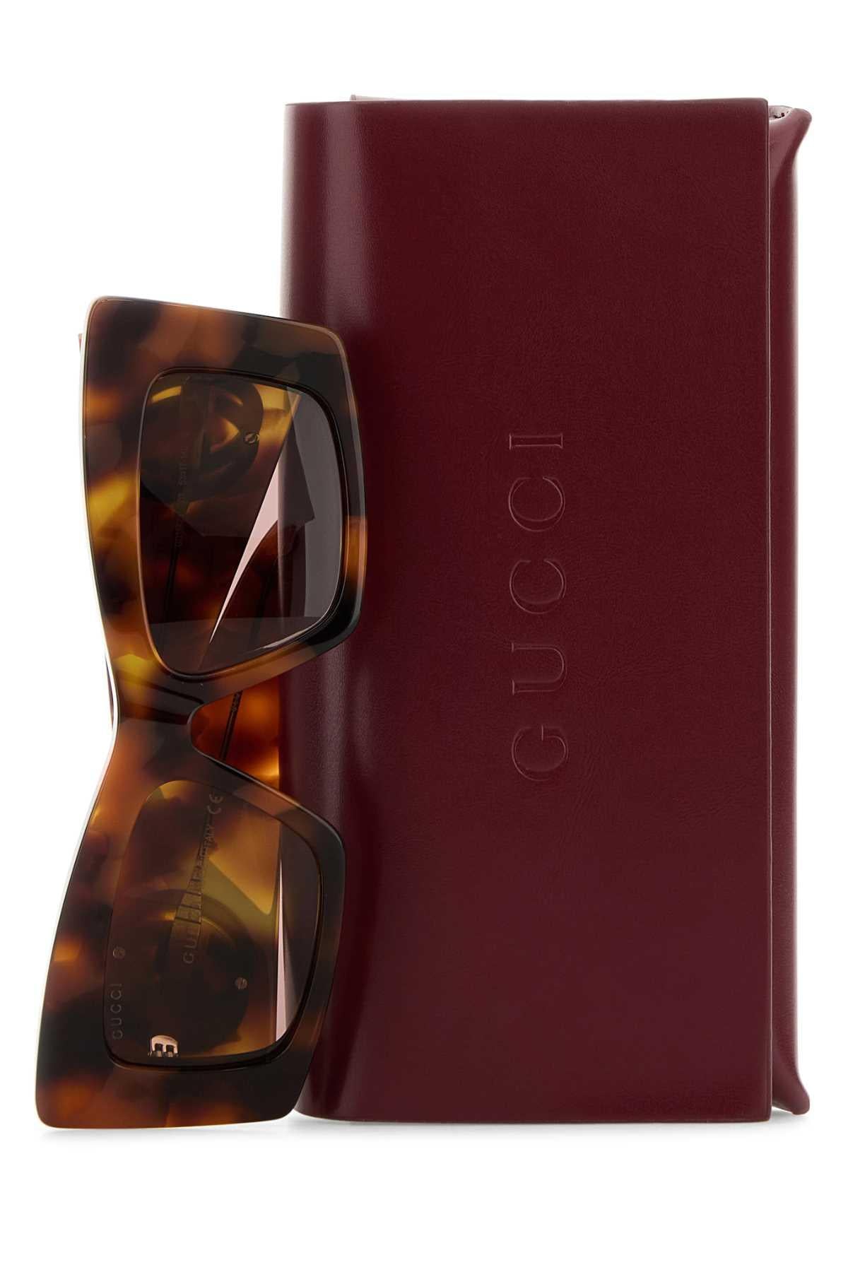 GUCCI Brown Acetate Cat-Eye Sunglasses
