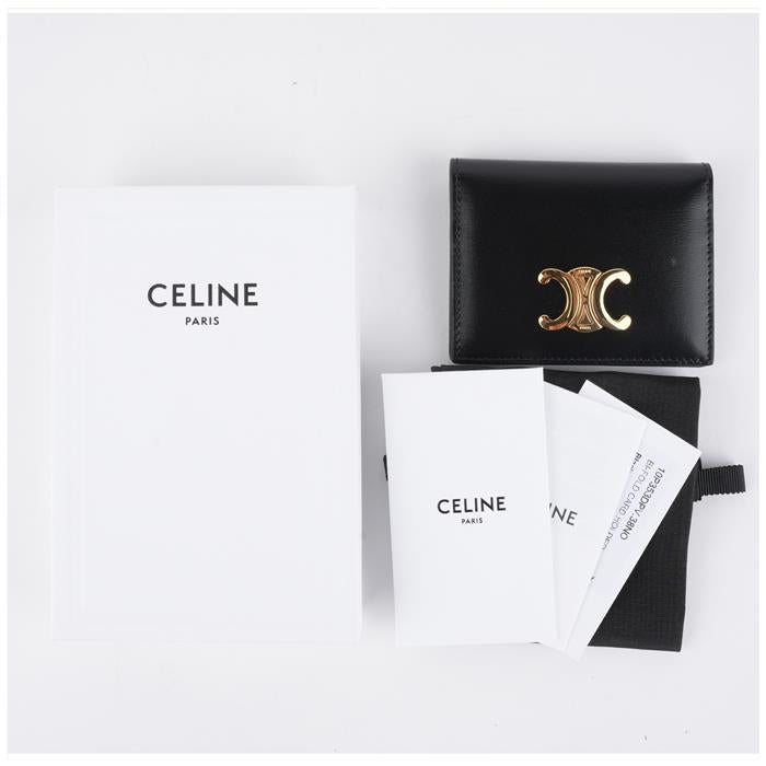 CELINE Shiny Calfskin Bifold Card Holder Black