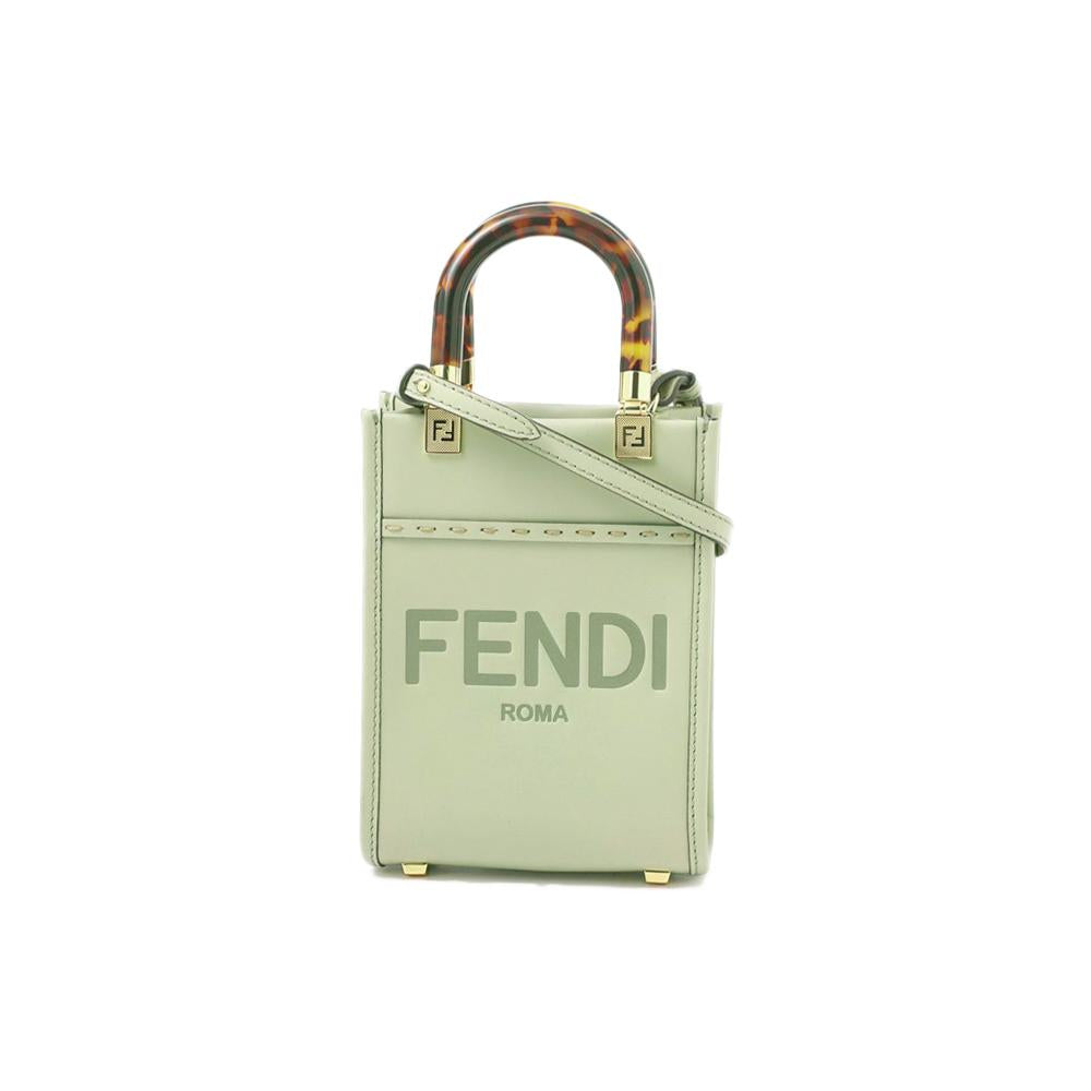 FENDI Logo Sunshine Mini Crossbody Tote Bag Green Tea