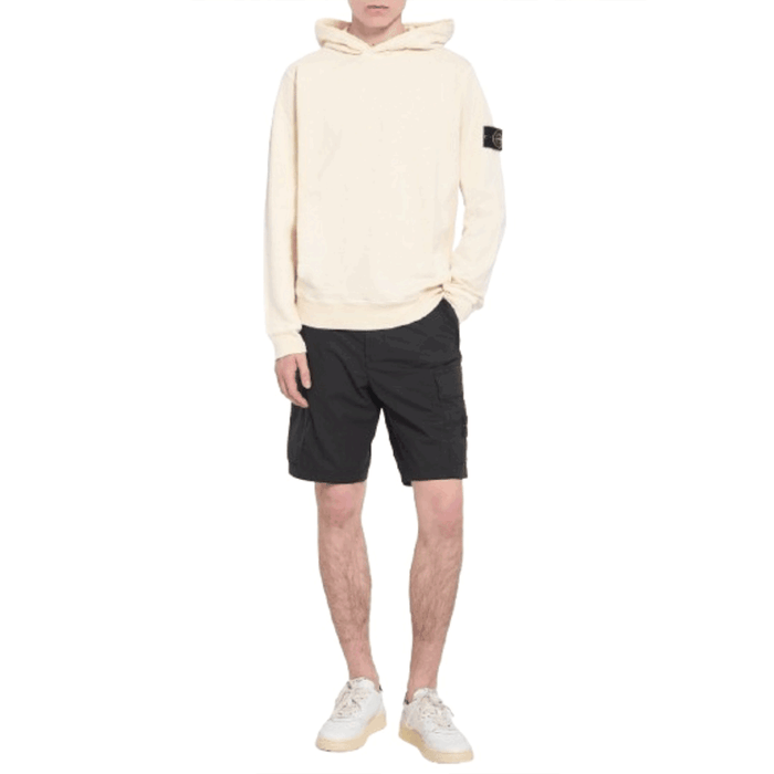 STONE ISLAND Men’s Cargo Shorts Black Cotton Ripstop Pants