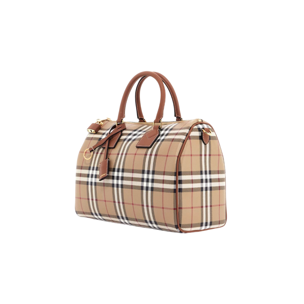 BURBERRY Check Medium Bowling Bag Brown Women’s Tote Bag