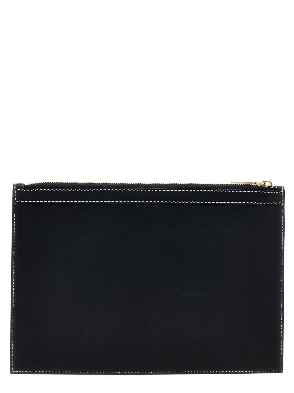 THOM BROWNE Black Leather Long Wallet