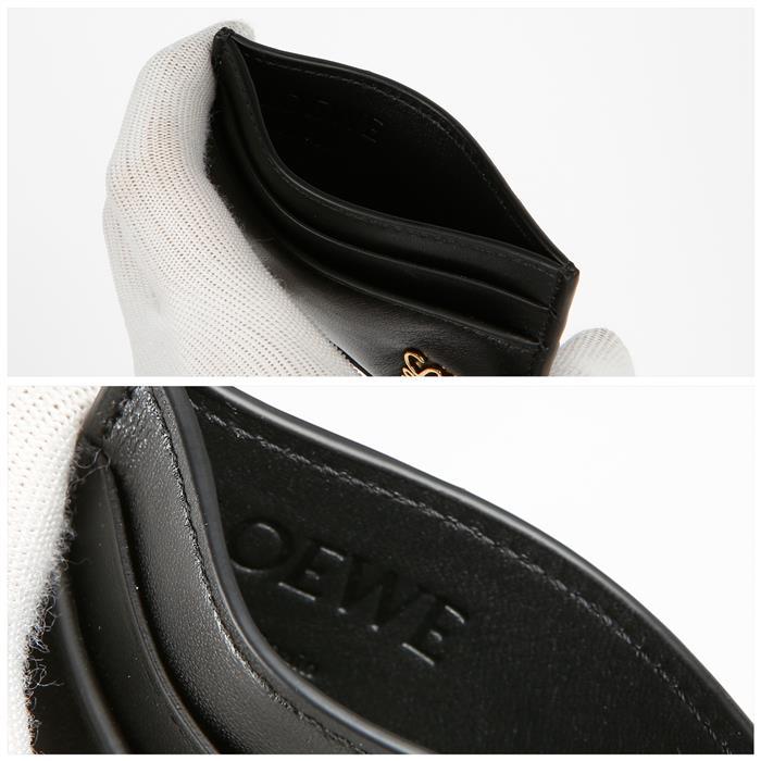 LOEWE Puffer Anagram Logo Card Holder Black Leather Wallet