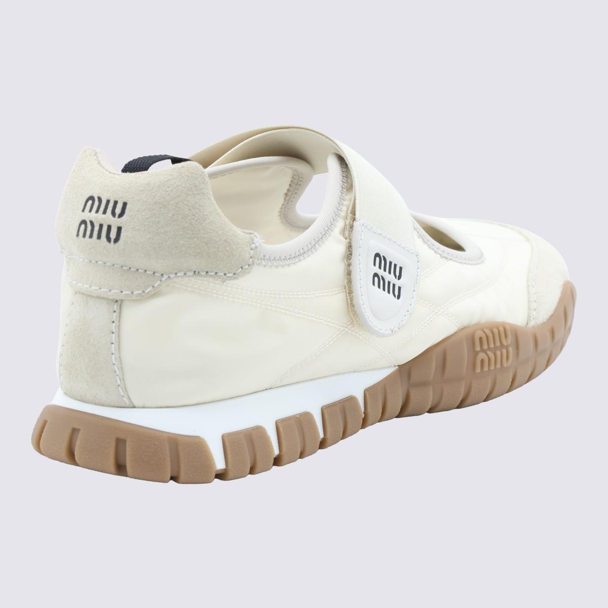 Miu Miu White Fabric Sneakers Women’s Casual Shoes