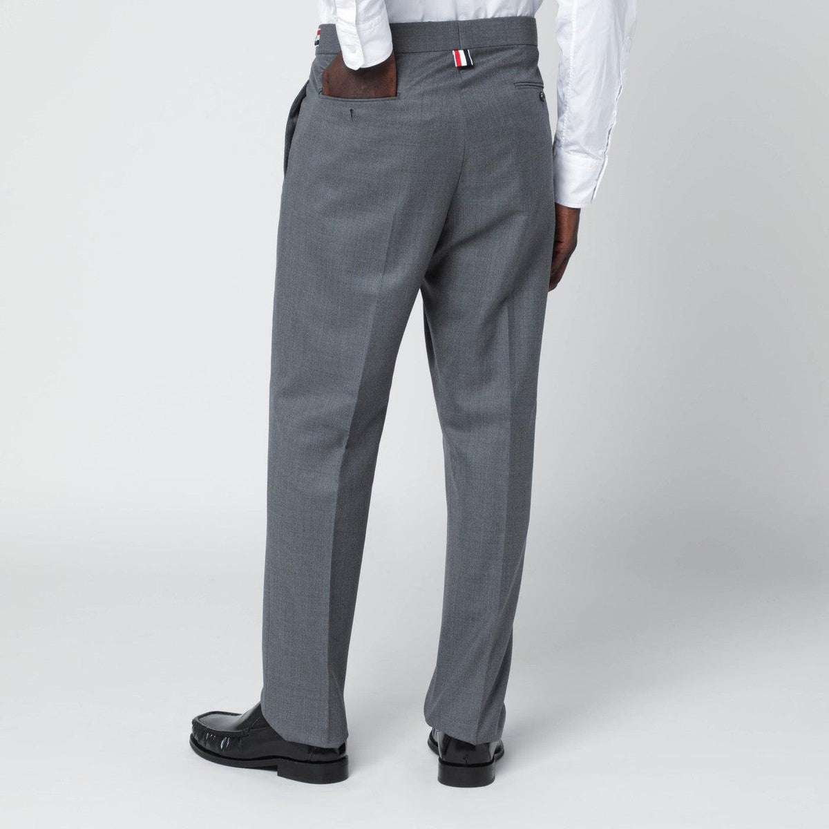 THOM BROWNE Gray Wool Tailored Suit Trousers