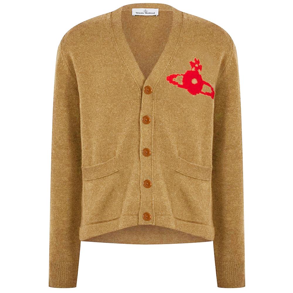 Vivienne Westwood Merino Wool V-Neck Cardigan Camel