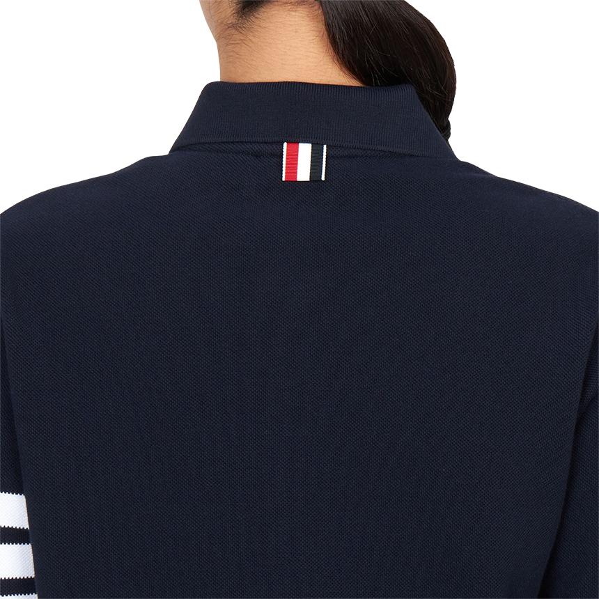 THOM BROWNE Women’s Collared Long Sleeve T-Shirt Navy Cotton