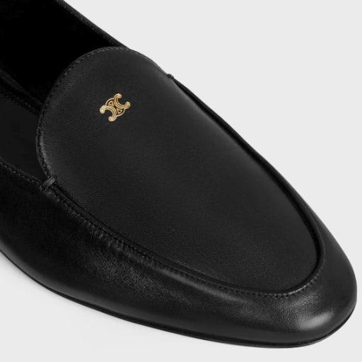 CELINE Black Leather Slip-On Loafer Women’s Aura Ora Loafer 365675278C 38NO
