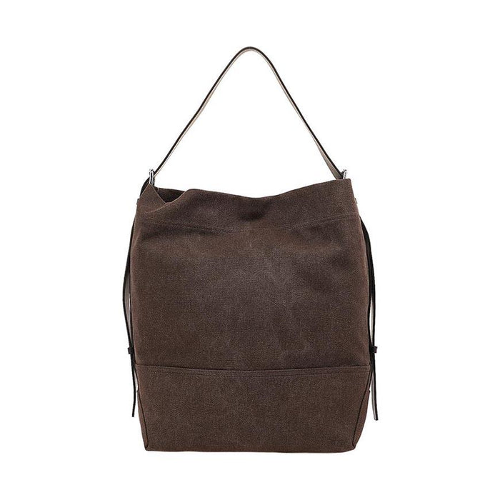 Lemaire Unisex Belted Tote Bag Brown Leather