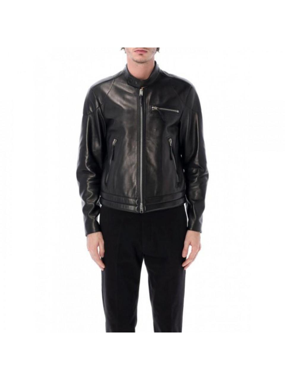 TOM FORD Men's Leather Zip Biker Jacket LXI016 LMN02 8NAA