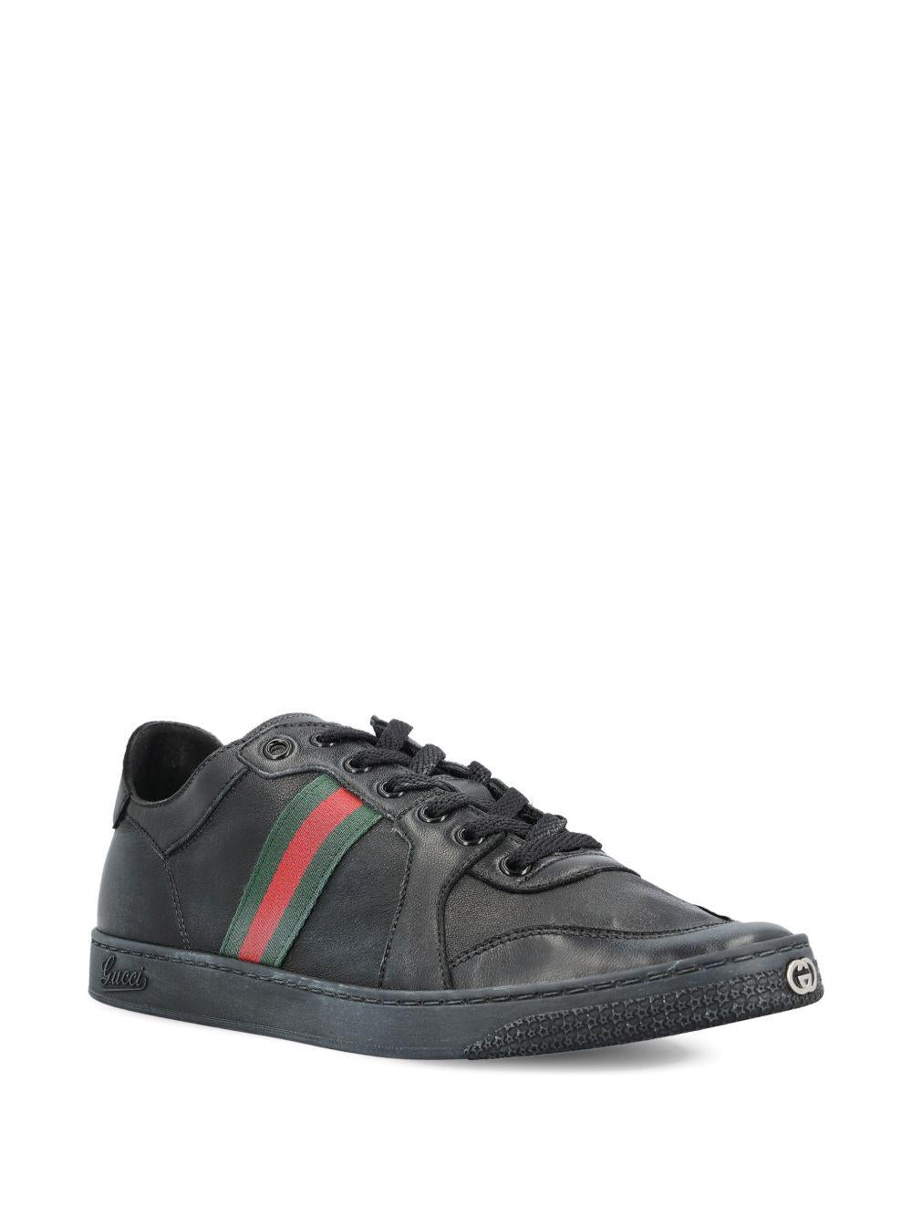 GUCCI White Leather Low-Top Sneakers