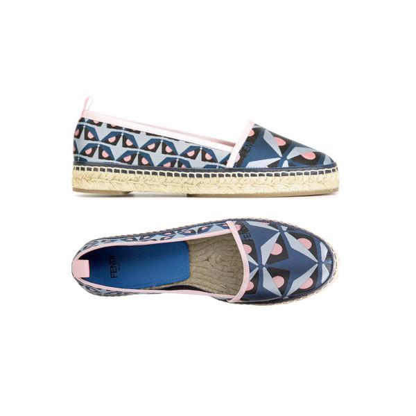 FENDI Blue FF Jacquard Espadrille Flats