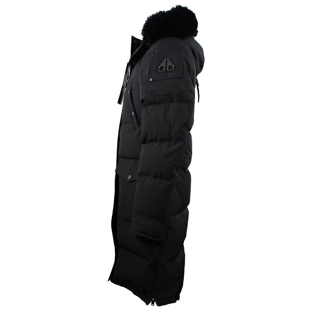 Moose Knuckles Black Fox Fur Mid Length Down Puffer Jacket