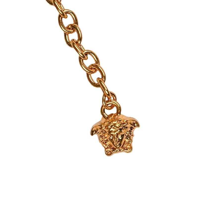 Versace Black Enamel Medusa Gold-Tone Pendant Necklace
