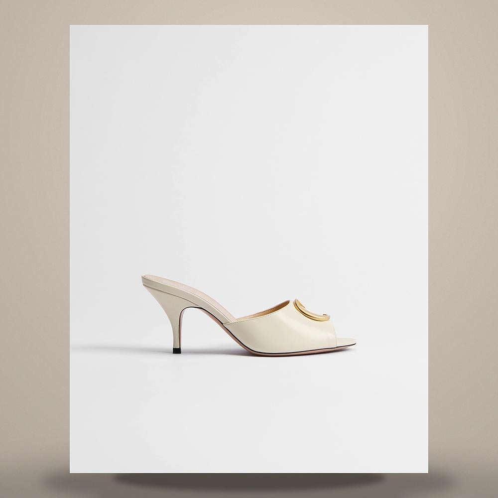 DIOR White Lambskin Initial Heel Slide Sandals KDO675LABS03W