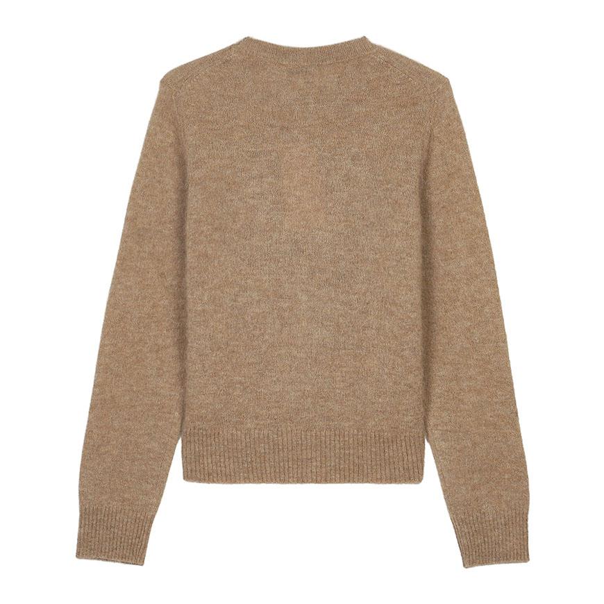 GANNI Women’s Teddy Brushed Knit Sweater Ivory Round Neck