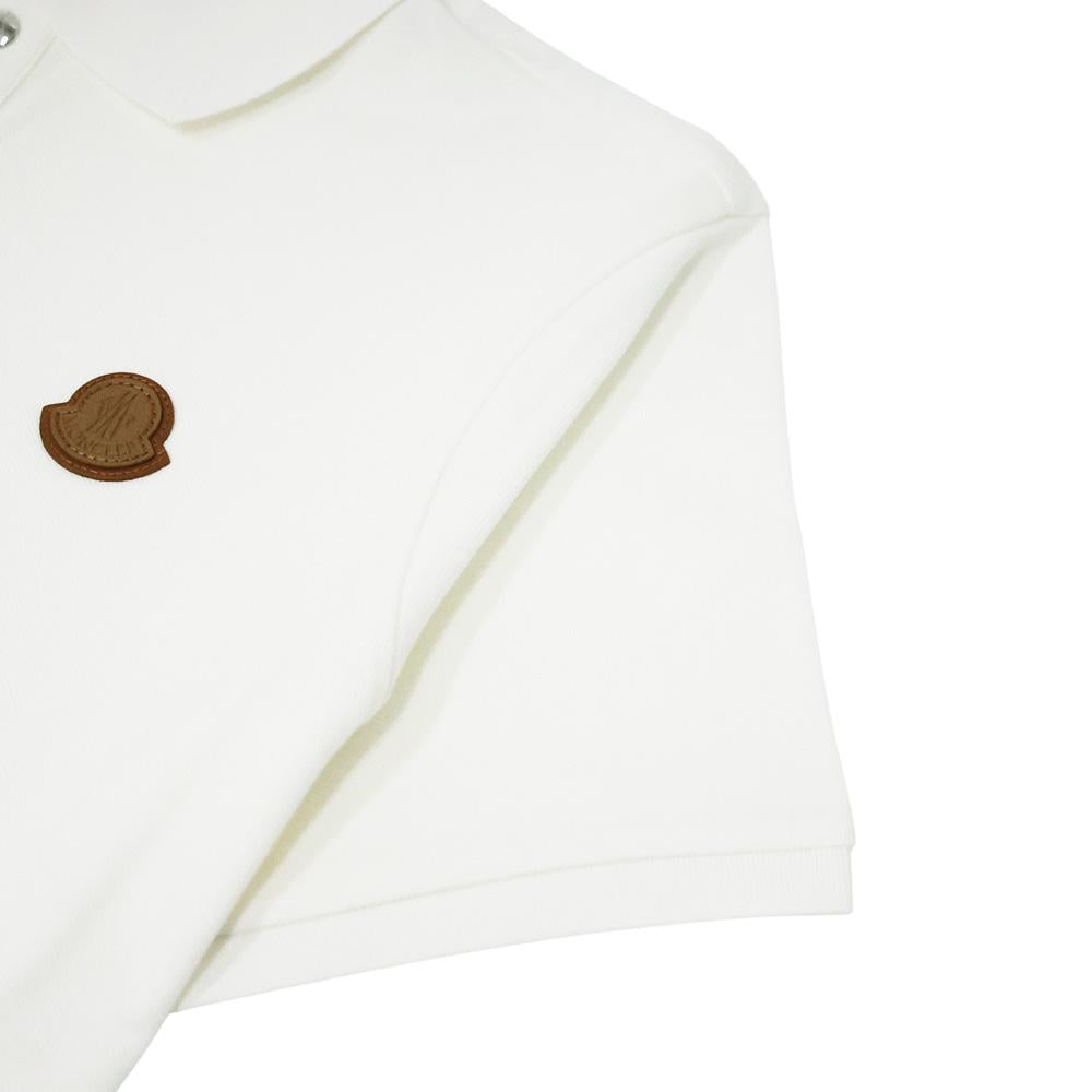Moncler Logo Short Sleeve Polo Shirt for Men White Cotton