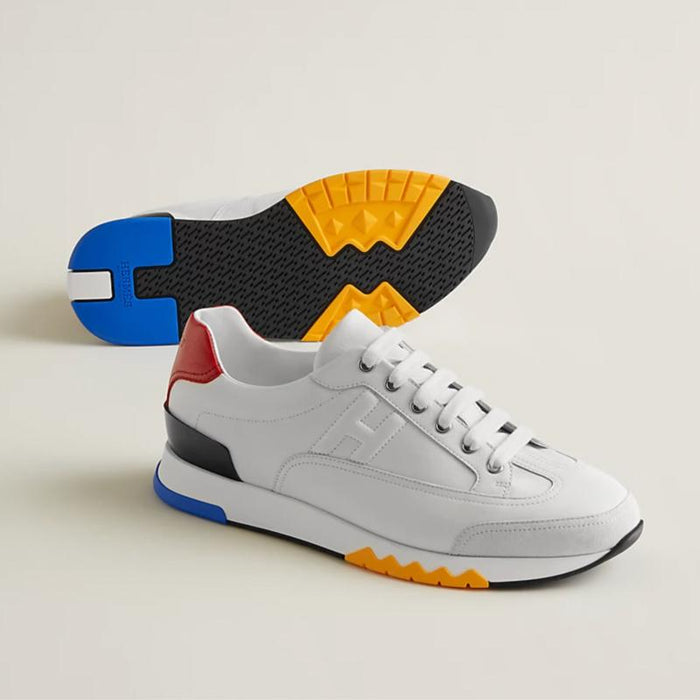 HERMES Trail Sneakers Calfskin Multicolor White Red Low Top Men