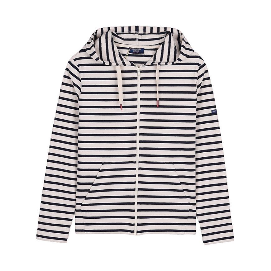Saint James Ecru/Navy COLLEVILLE Zip-Up Hoodie for Women