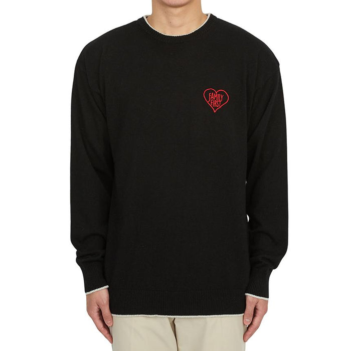 FAMILY FIRST Men’s Round Neck Knit Sweater Black