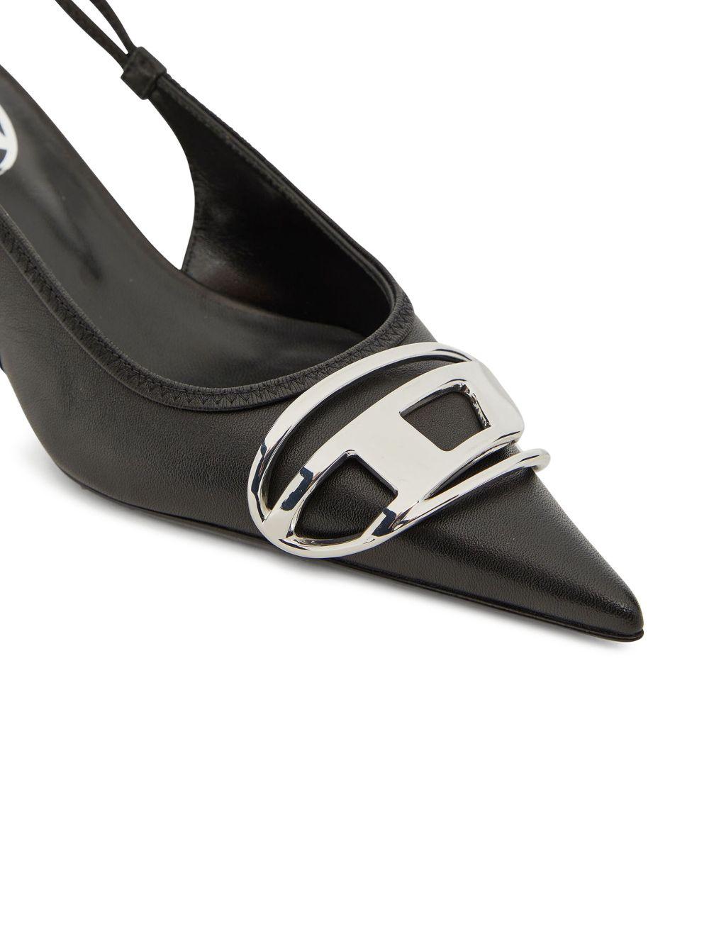 DIESEL Black Leather Slingback Pumps