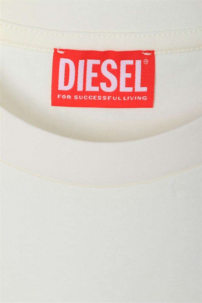 DIESEL White Short Sleeve Cotton T-Shirt Unisex