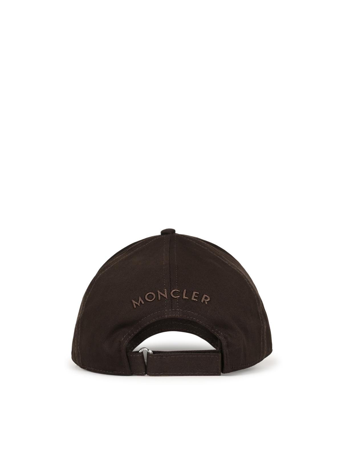 Moncler Black Cotton Logo Baseball Cap