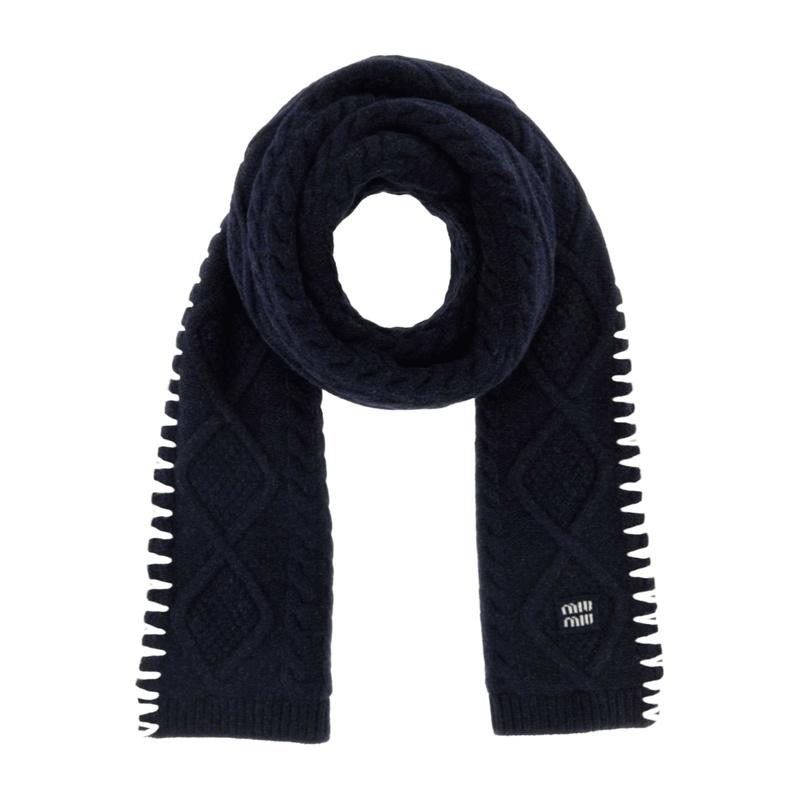 Miu Miu Wool Cashmere Scarf Navy