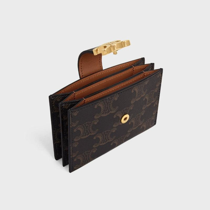 CELINE Nino Accordion Card Holder Triomphe Canvas Tan