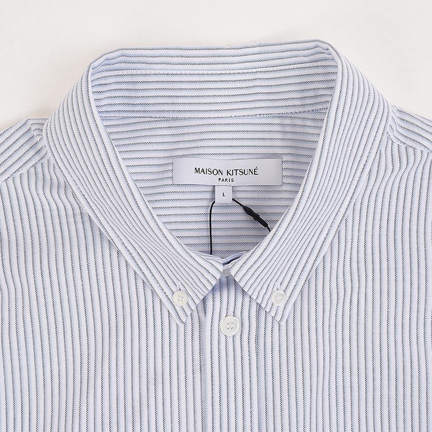Maison Kitsune Men’s Profile Stripe Long Sleeve Shirt QM00411 WC5098 0491