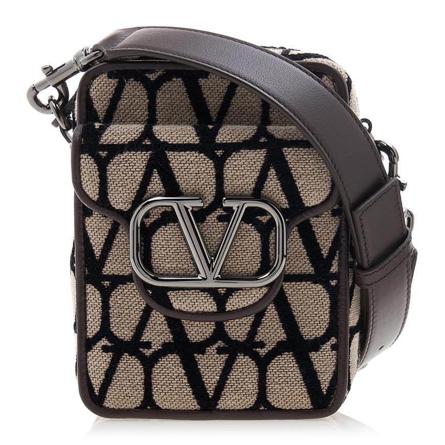 VALENTINO Garavani Iconography V Logo Leather Phone Crossbody Bag